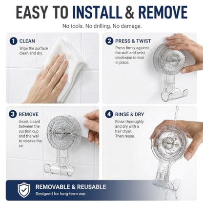 HOME&I Suction Cup Razor Holder for Shower, 2 Pack, No-Drill Double Hooks - style: Twist Lock+Double Hook
