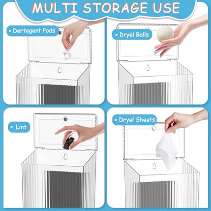 Sealegend Magnetic Trash Can with Lid, Space Saving Lint Bin Clear | Wastebasket for Kitchen, Refrigerator, Cabinet, Bathroom & Laundry Room - color: Clear