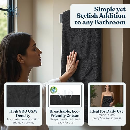 Soleil Fine Goods Luxurious 800 GSM 100% Cotton Bath Towel Set (4-Pack, 27x54) - Heavyweight & Ultra Absorbent, Plush Softness for Bathroom | Hotel & Spa Quality Luxury Towels- Charcoal - color: Charcoal