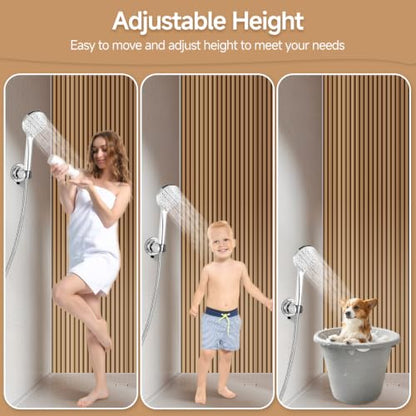 Shower Head Holder, Removable Shower Head Holder Suction for Hanheld Shower Head No Drill Wall Mount Holder Chrome Universal 360° Adjustable Suction Holder Fit 1/2 Hose - style: Chrome