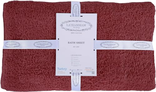 LA' HAM MAM FINE LIVING Luxury Turkish Cotton Towels Easy Care, Extra Soft & Absorbent, Hotel & Spa Quality, Kitchen & Bathroom Turkish Towels Bath Sheet (Oversized 40"x80"), Burgundy - color: Burgundy, size: Bath Sheet (Oversized 40"x80")