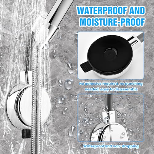 Suction Cup Shower Head Holder Handheld, 720° Adjustable Shower Holder Wall Mount, Rustproof Showerhead Bracket Bathroom Accessories No Drill Easy to Install