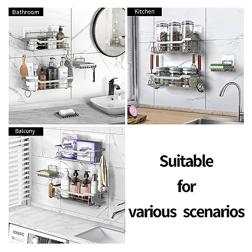 Shower Caddy Shelves Organizer Rack, 3 Pack Shower Caddy with Soap Holder, No Drilling Wall Mounted Self Adhesive Shower Shelves for Inside Shower, Paint Nickel - color: Paint Nickel