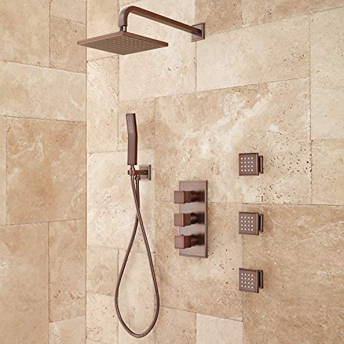 Signature Hardware 421822 Ryle Thermostatic Shower System with Hand Shower and 3 Body Sprays - Rough In Included - Oil Rubbed Bronze - color: Oil Rubbed Bronze