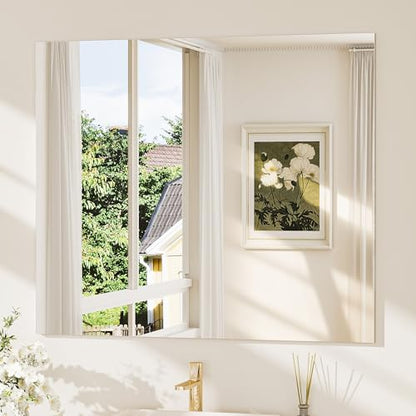 42x36 Frameless Bathroom Mirror, Vanity Bathroom Mirror for Wall Shatterproof Modern Rectangle Mirrors for Bedroom, Living Room, Entryway, Home Gym, Entryway - size: 36"L x 42"W, style: Frameless