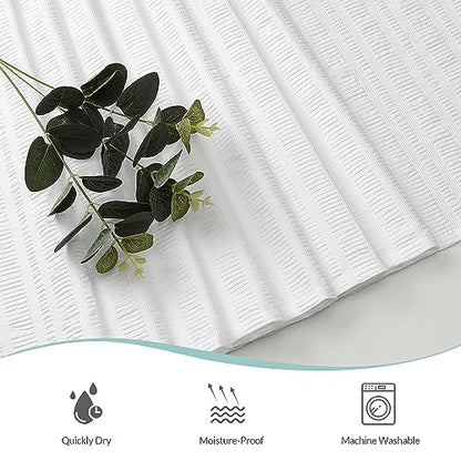 Aiyufeng Moga Stall Fabric Shower Curtain Waterproof, Soft & Lightweight Small Shower Curtain with Texture for Narrow Stall Size, Machine Washable, 36" Wx72 L, White - color: White, size: 36"W x 72"L (Pack of 1)