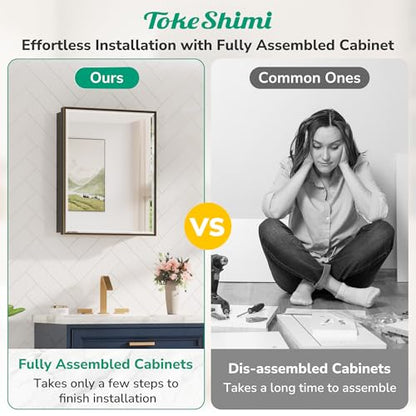 TokeShimi 24 x 30 Recessed Medicine Cabinet, Oil Rubbed Bronze Bathroom Medicine Cabinet with Mirror, Stepless Adjustable Shelves, Beveled Aluminum Frame, DTC Hinge - color: Oil Rubbed Bronze, size: 24x30 IN