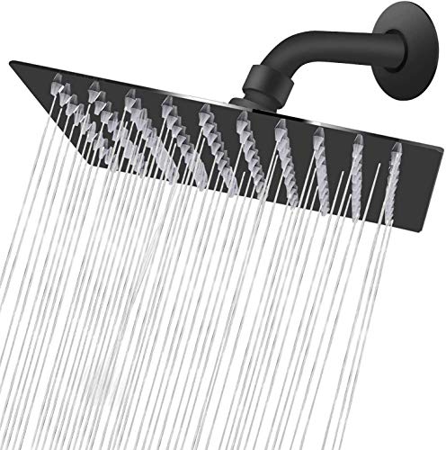 NearMoon Rain Shower Head, High Flow Stainless Steel Square Rainfall Shower, High Pressure Design, Awesome Shower Experience Even At Low Water Flow (8 Inch, Matte Black) - color: Matte Black, size: 8 Inch Square