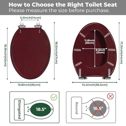 Elongated Resin Toilet Seat, Quietly Close Quick Release Hinges Cover | Toilet Lid Cover Easy to Clean and Install, Red Patterned Leather Heavy Duty Toilet Seat - color: pattern5, size: V-shape