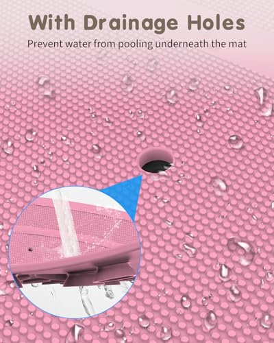 Panda Bathtub Mat Non Slip Kids Natural Rubber Low Odor, Bath Mat for Tub Non Slip for Baby 32"x18", Anti-Slip Surface and Strong Suction Cups Dual Anti-Slip, Machine Washable, Pink - color: Pink