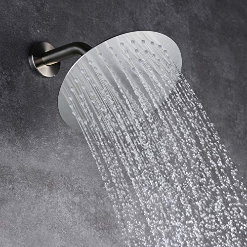 SUMERAIN Brushed Nickel Shower System with Waterfall Tub Spout | 8" Stainless Steel Rain Shower, Brass Handheld Shower, Brass Rough in Valve, Concealed Box Design - color: Brushed Nickel, size: 3 Function