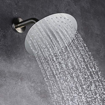 SUMERAIN Brushed Nickel Shower System with Waterfall Tub Spout | 8" Stainless Steel Rain Shower, Brass Handheld Shower, Brass Rough in Valve, Concealed Box Design - color: Brushed Nickel, size: 3 Function