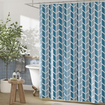 jinchan Blue and White Geometric Shower Curtain Chevron Arrow Farmhouse Shower Curtains for Bathroom Modern Waterproof Fabric with 12 Hooks 70x72 Inches - color: Arrow Blue, size: 70"W x 72"L (Pack of 1)