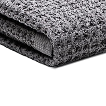 SUTERA Quick Dry Bath Towel, 100% Pima Cotton, Silverthread Waffle, Grey | No musty smell between washes; silver ion threads woven in; 60x30 in oversized bath sheet; gym, travel, guest bath - color: Grey, style: Bath Towel