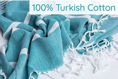 Premium Turkish Beach Towel (35”x 67”) – Lightweight, Quick Dry Beach Towel, Sand-Free, 100% Cotton – Teal - color: Teal