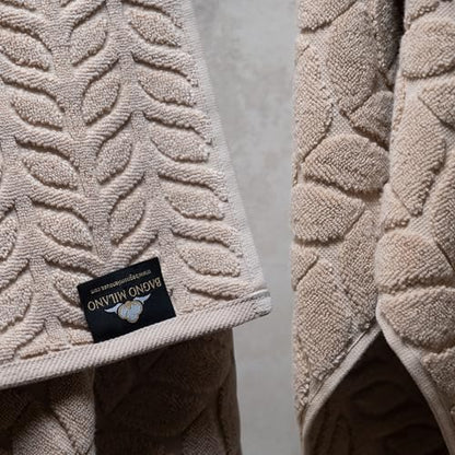BAGNO MILANO Turkish Cotton Bath Towels, Hand Towels - Soft Plush Jacquard Collection - Highly Absorbent Towel Set (Sand Beige, Bath Sheet 35x70) - color: Sand Beige, size: Bath Sheet 35x70