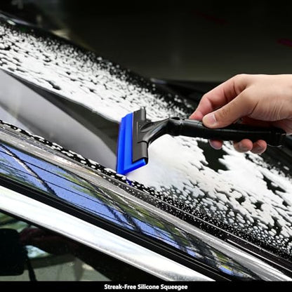EHDIS 2PCS Flexible 8-Inch Silicone Squeegee Window Tint Tool Auto Water Blade, Shower Squeegee for Car Windshield, Glass, Tiles, and Smooth Surfaces (Blue) - color: Blue