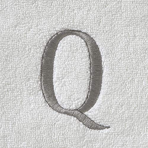 SKL Home Casual Monogram Hand Towel Set, Q, 16x26, White 2 Count - color: Casual Monogram Hand Towel Set, size: Hand Towel Set, style: Q