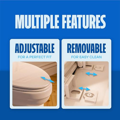 HIGHCRAFT Premium Round Toilet Seat with Slow-Close Design, Adjustable Hinges & Quick Removal Mechanism - Molded Wood Toilet Seat - Fits Standard Round Toilets - Toilet Seat in Bone/Beige - color: Bone, size: Round