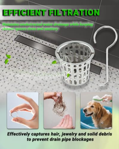 1 Pc Debris and Hair Strainer for Shower Drains Floor Drain, 2 Inch Stainless Steel Debris Basket Hair Trap Catcher with 2 Lifting Hook, Concave Style - size: Concave Style