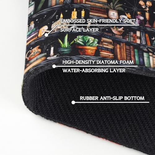 Halloween Kitchen Sink Splash Guard Faucet Mat,Black Witches Bookshelf Skulls Halloween Faucet Non-slip Absorbent Mat,Farmhouse Sink Splash Guard Behind Faucet for Kitchen Bathroom,15"x5.5" - color: Drying Faucet Mat 16