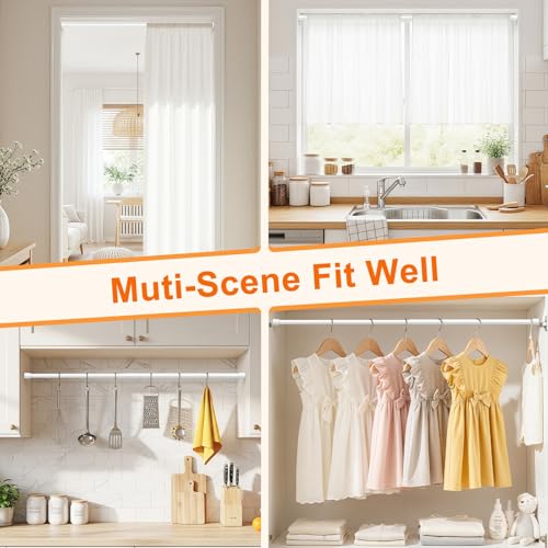 2Pack Spring Tension Curtain Rod 16 to 27 Inch Adjustable Spring Loaded Curtain Rods No Drilling Small Tension Rods for Window Cupboard Wardrobe Bookshelf Kitchen DIY Projects, White - color: White, size: 2PCS-16-27 Inch