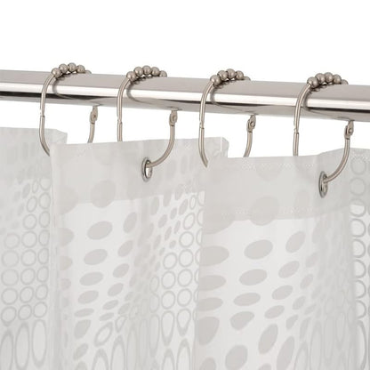 Shower Curtain Hooks Shower Rings for Curtain Brushed Nickel 12PCS | Rust Proof Stainless Steel, Heavy Duty Shower Hooks Rings for Bathroom Shower Rods Curtains Liners, Easy Glide Rollers - color: Oval Shape - Brushed Nickel