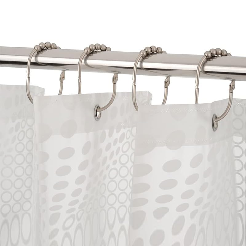 Shower Curtain Hooks Shower Rings for Curtain Brushed Nickel 12PCS | Rust Proof Stainless Steel, Heavy Duty Shower Hooks Rings for Bathroom Shower Rods Curtains Liners, Easy Glide Rollers - color: Oval Shape - Brushed Nickel