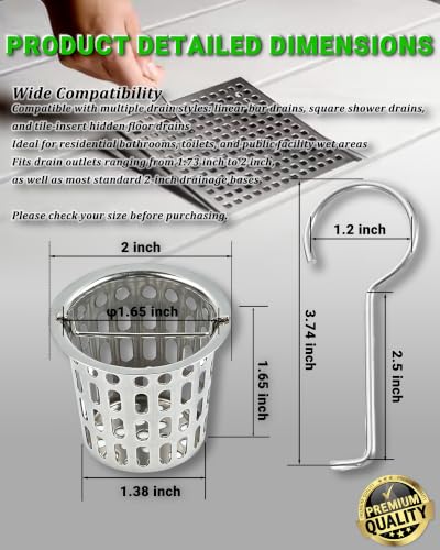1 Pc Debris and Hair Strainer for Shower Drains Floor Drain, 2 Inch Stainless Steel Debris Basket Hair Trap Catcher with 2 Lifting Hook, Concave Style - size: Concave Style