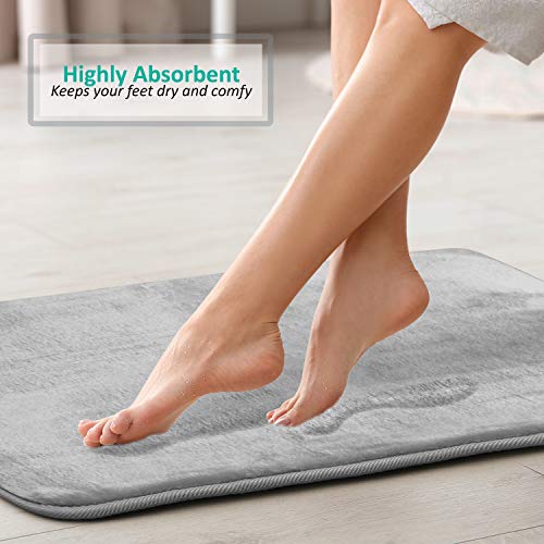 Clara Clark 3 Piece Bathroom Rugs Bath Mat Set, Velvet Memory Foam Bath Mats for Bathroom - Non-Slip, PVC Backing Bath Rugs, Washable - Dries Quickly, Silver - color: Silver