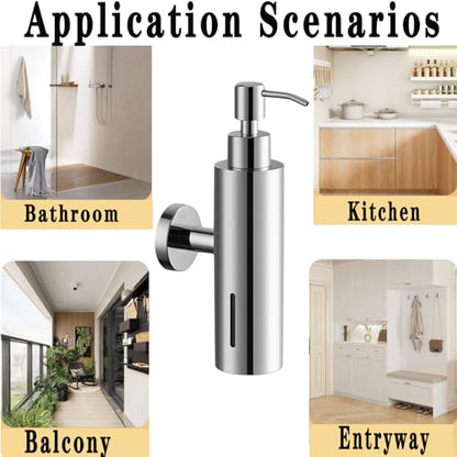 Wall Mounted Soap Dispenser, 280ML Refillable Stainless Steel Hand Soap Pump for Bathroom & Kitchen, Durable Brushed Finish Shower Soap Holder (Gold) - color: Gold