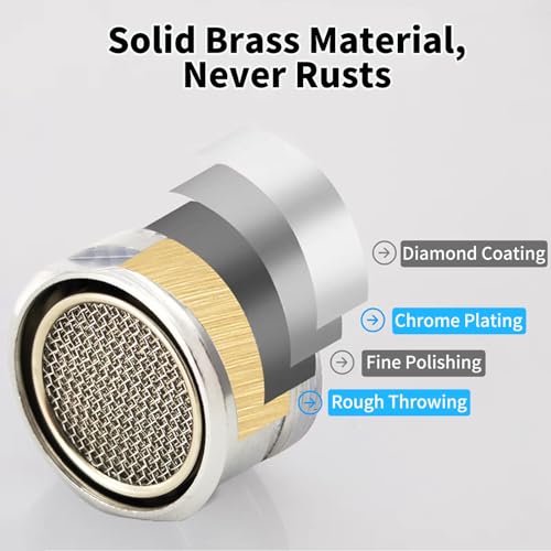 Bathroom Sink Aerator,2.2 GPM Faucet Aerator, Made of Solid Brass and Stainless Steel,15/16 Inch Male Thread Faucet Replacement with Gasket,For Kitchen and Bathroom,6PCS(Silvery) - style: Male-6PCS