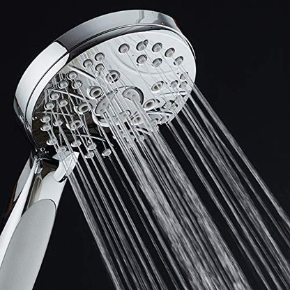 High Pressure 6-setting Luxury Handheld Shower Head – Extra Long 6 Foot Stainless Steel Hose – Anti Clog Jets – Anti Slip Grip – Top US Brand – Includes Extra Wall Bracket – Chrome Finish - color: Chrome, style: 2.5 Gallons Per Minute