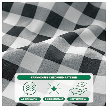 Biscaynebay Extra Long Black and White Shower Curtain for Bathroom 72" W X 84" L, Printed Checkered Linen Farmhouse Boho Hotel Quality Cloth Bathroom Curtains Machine Washable - color: Black White, size: 72"W x 84"L (Pack of 1)