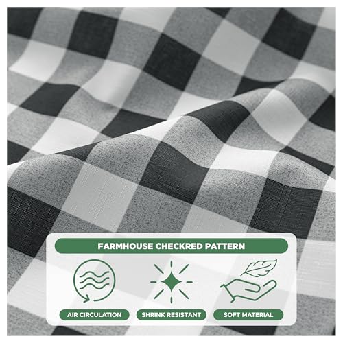 Biscaynebay Textured Fabric Shower Curtains 72" X 72", Black & White Printed Checkered Linen Modern Farmhouse Boho Hotel Quality Cloth Bathroom Curtains Machine Washable - color: Black White, size: 72"W x 72"L (Pack of 1)