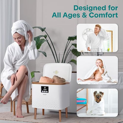 SereneLife Towel Warmer Bucket for Bathroom | WiFi App and Single-Touch Control | Fits 2 Large Bath Towels or Blanket | Auto Shut-Off | Home & Spa Use with Stainless Steel Tub | Rose Gold - color: Gold