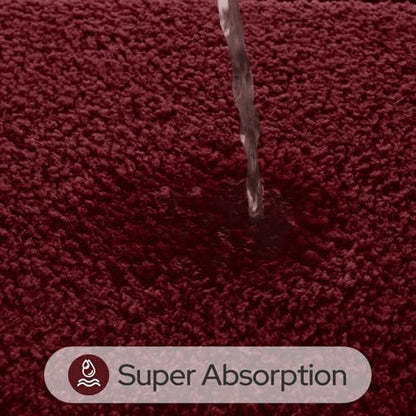 HOMEIDEAS Burgundy Red Bathroom Rugs Sets,2 Piece Soft Bathroom Mats and Absorbent Microfiber Machine Washable Bath Mats for Shower Room, Bathtub, Kitchen (20" x 32" + 16" x 24") - color: Burgundy Red