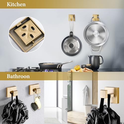 6-Piece Bathroom Hardware Set 23.6 Inch Gold Towel Bar Set Double Towel Bar Towel Ring Coat Hook and Toilet Paper Holder with Shelf Wall Mounted Stainless Steel Bathroom Accessories Set - color: 6-piece Gold