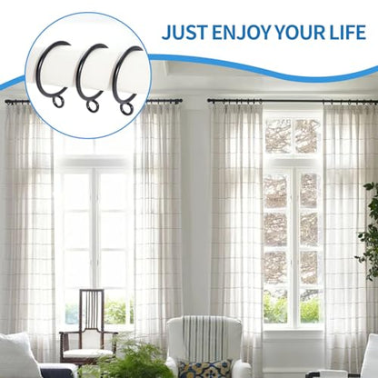 44 Pack Curtain Rings with Eyelets, Metal Drapery Ring for Pinch Pleat Curtains, Drape Ring 1.5 Inch I D, Fits Up to 1.2 in Rod (Black) - color: Black