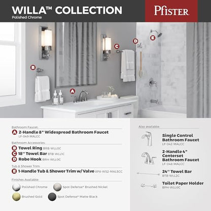 Pfister Willa Bathroom Sink Faucet 4 inch Centerset 2-Handle 3-Hole NSF Certified Polished Chrome Finish with Push & Seal Drain TiteSeal Mounting Technology LF048MALCC - color: Polished Chrome, size: 1 Pack