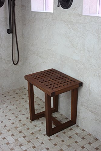 AquaTeak Grate 18" Teak Shower Bench & Premium Teak Oil | Durable, Water-Resistant Teak, Shower Chair & Shaving Foot Rest, Indoor/Outdoor Use - size: B. Bench w/ Teak Oil