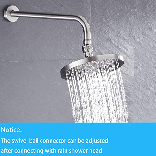 Brushed Nickel Shower Extension Swivel Joint, Biveah Adjustable Shower Head Connector G1/2 Brass Shower Adapter, KSB011NA - color: Brushed Nickel