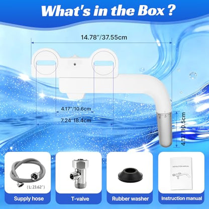 Left-Hand Bidet Attachment for Toilet,0.23 Inch Ultra-Thin Non-Electric | Foldable Dual Nozzle,One Click Quick Detach,Adjustable Water Pressure,Cold Water Only,Fits Most Toilets,Rotation Control,Oval
