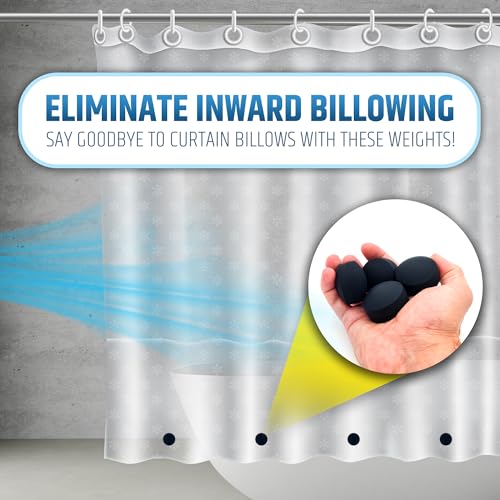Powerful Anti-Billowing Magnetic Shower Curtain Weights for Splash-Free Bath Experience - 360° Silicone Wrapped - Will Never Rust - Heavy Magnets Prevent Curtain Liners from Blowing | 4 Pairs | Black - color: Black, size: 4 Standard Pairs