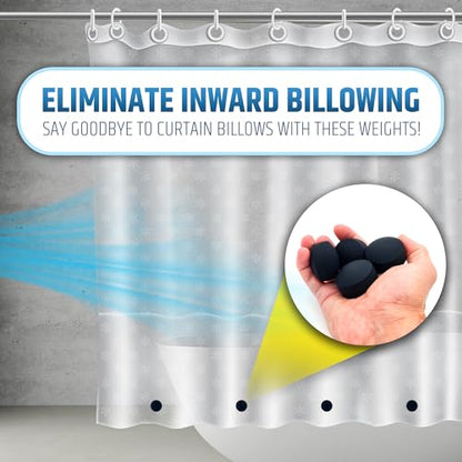 Powerful Anti-Billowing Magnetic Shower Curtain Weights for Splash-Free Bath Experience - 360° Silicone Wrapped - Will Never Rust - Heavy Magnets Prevent Curtain Liners from Blowing | 4 Pairs | Black - color: Black, size: 4 Standard Pairs