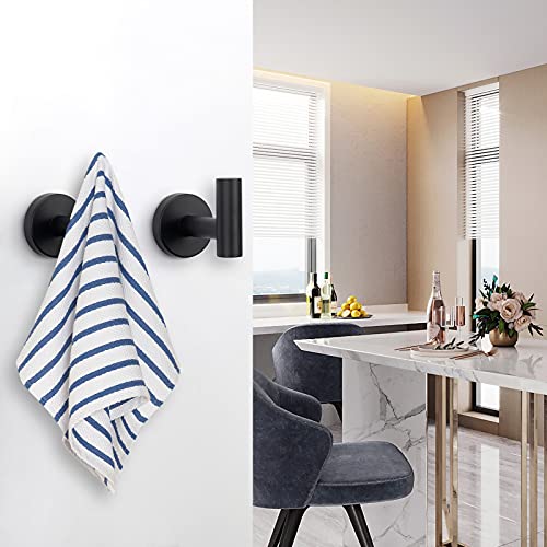 NearMoon Bath Towel Hooks- SUS 304 Stainless Steel Robe Hook Holder, Heavy Duty Coat Hook for Bathroom Livingroom Hotel Kitchen Garage, Wall Mounted (Matte Black, 4 Pack) - color: Matte Black, size: 4 Pack