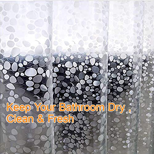 Bostofy EVA 3D Waterproof Shower Curtain Liner, Clear Extra Long Bathroom Shower Liner with Rustproof Metal Gromments and Weighted Magnet,72”Width x 84”Length - color: Clear Stone, size: 72"W x 84"L (Pack of 1)