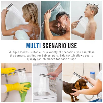 G-Promise All Metal Round 3 Function Handheld Shower Head(Brushed Nickel) | All Metal Construction, 3 Function Modes with Massage, Modern Look, Push Switch, Easy Installation - color: Brushed Nickel, style: Round