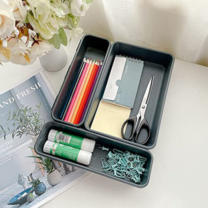 BYCY Office Drawer Organizers Bins Junk Drawer Organizers Tray Storage Dividers for Office Desk Dress Makeup (13pcs 2Size) - size: 13pcs 2Size