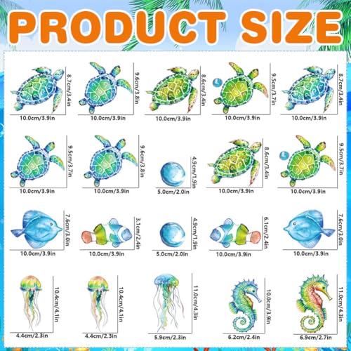 20 Pcs Non Slip Bathtub Stickers Submarine Sea Creature Anti Slip Decals Adhesive Turtle Fish Jellyfish Bathtub Appliques with Scraper for Shower and Bath(Color C) - color: Color C